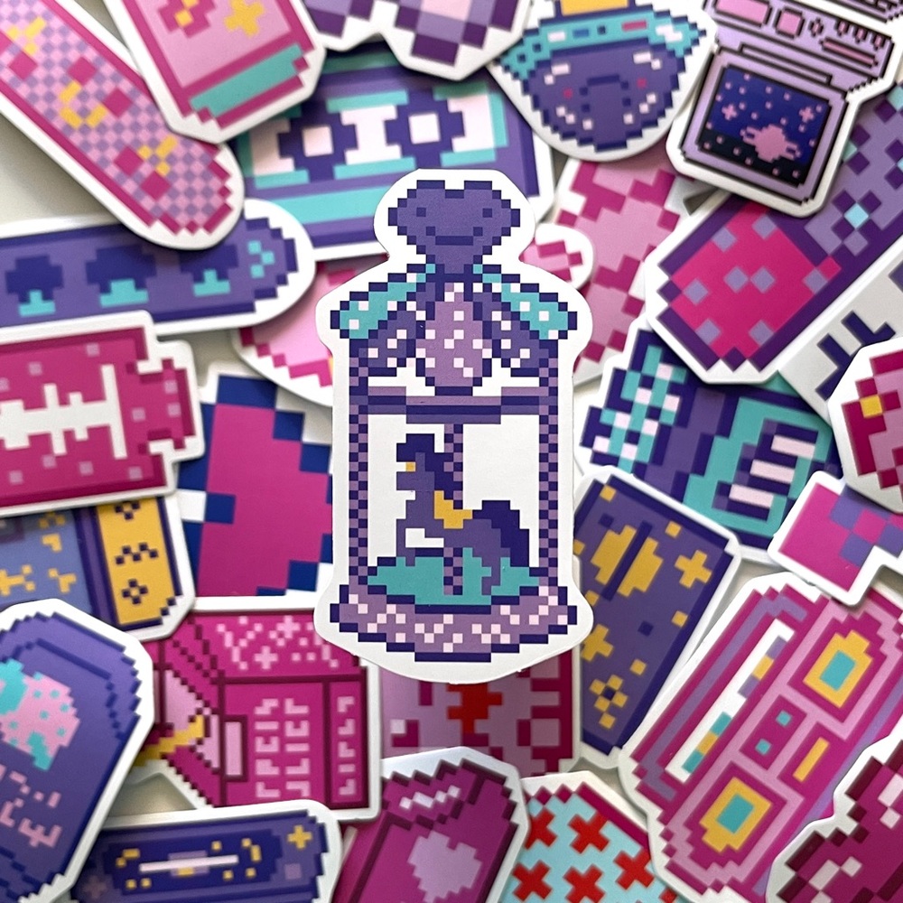 Pack of 50 Cute Cartoon Pixel Stickers